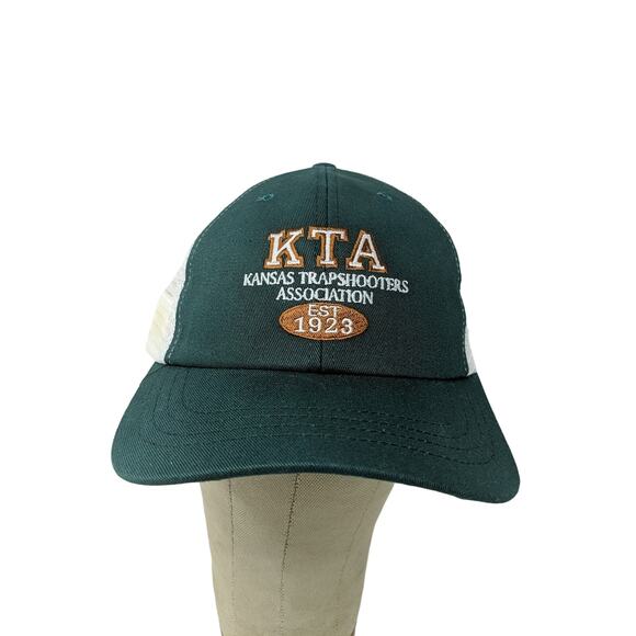 Mens KTA Kansas Trapshooters Association Hat Meshback Snapback Green & White - Picture 1 of 11